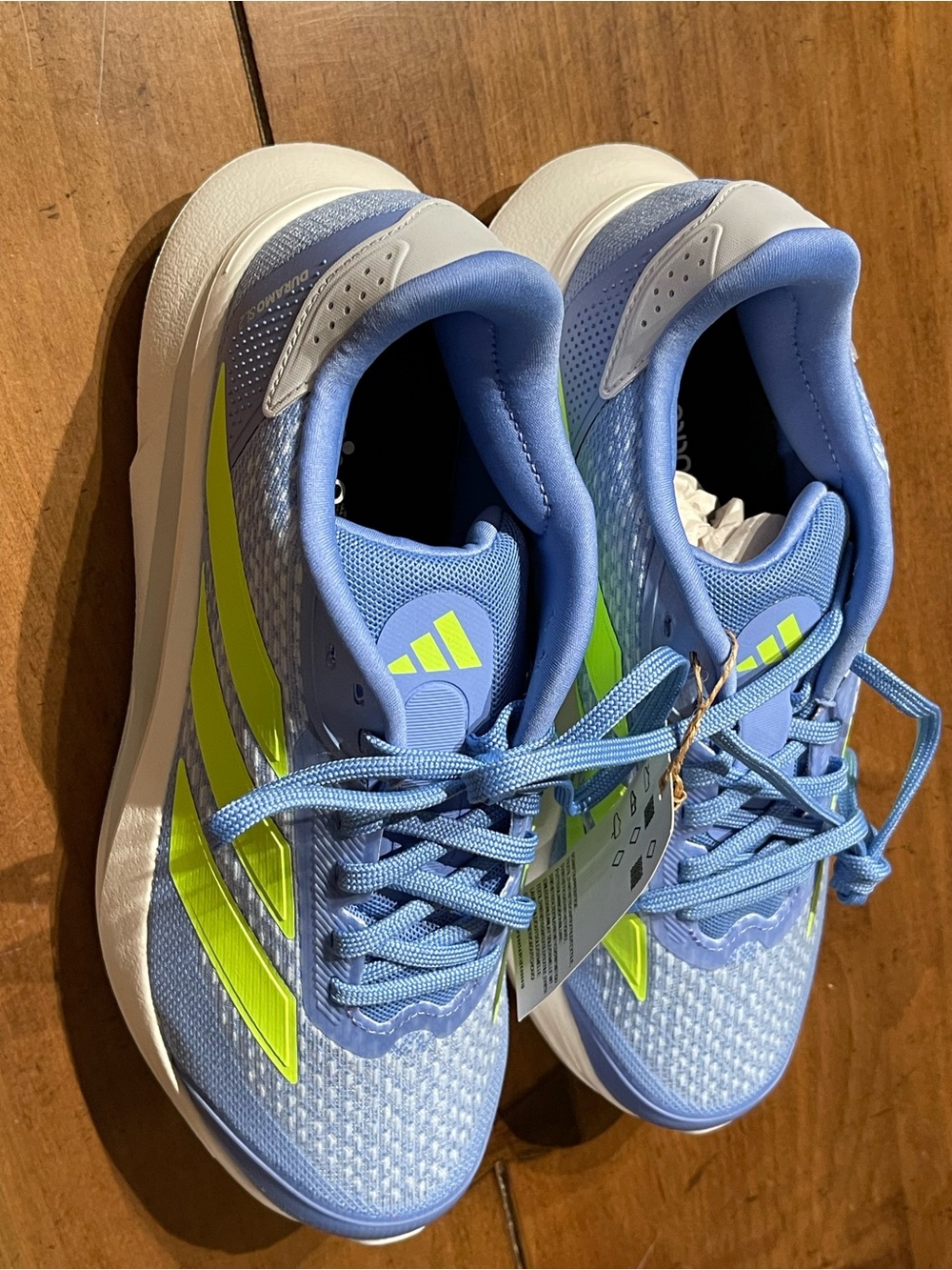adidas Light Blue Running Shoes with Neon Yellow Accents
